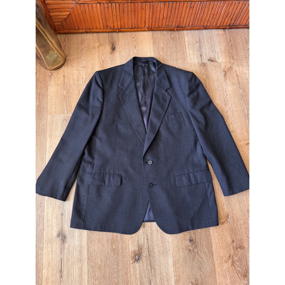 Lanvin Paris Charcoal Vintage Mens Virgin Wool Blazer‎ Sport Coat Size XL